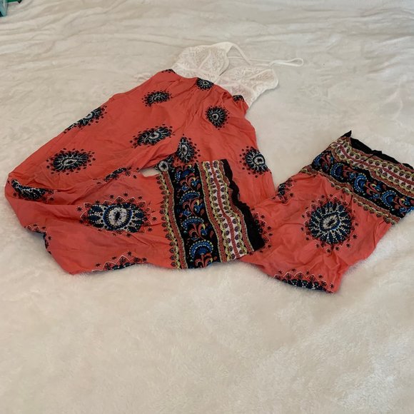 NWT Fashion Nova Trouble In Paradise Coral Jumpsuit Size S - Picture 3 of 16
